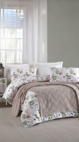 Постельное белье с пледом Saheser Ranforce Zig Zag 200 х 220 см Vizon