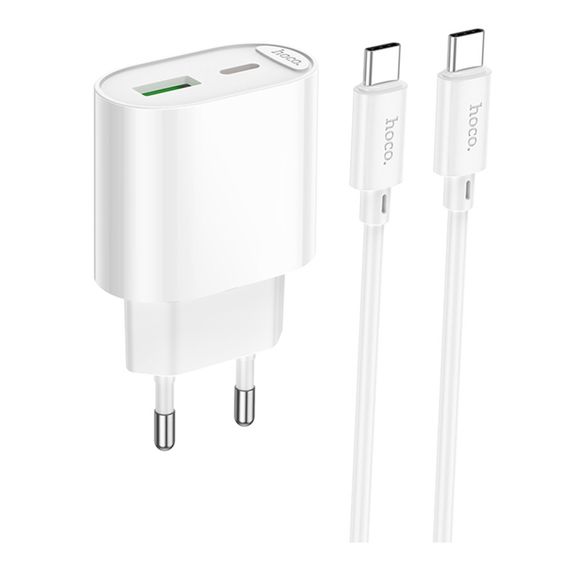 Мережевий зарядний пристрій Hoco C109A 1 USB-C/1USB PD/QC 20W+Type-C to Type-C | Зображення 2