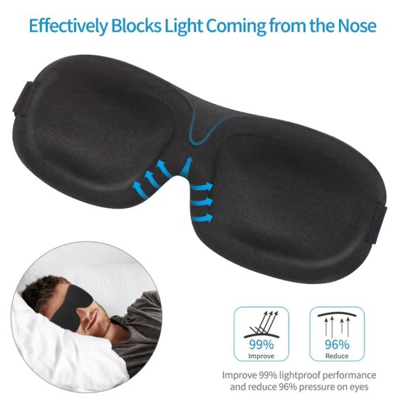 Маска для сна Lonfrote 3D с глубоким формованием, легкая и удобная маска для глаз, супермягкий материал (черны | Зображення 1