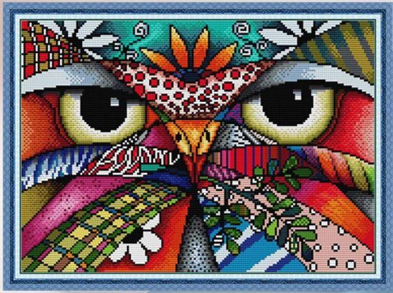 Набор для вышивания по нанесённой на канву схеме  "Eagle Painting". AIDA 14CT printed 40*30 см