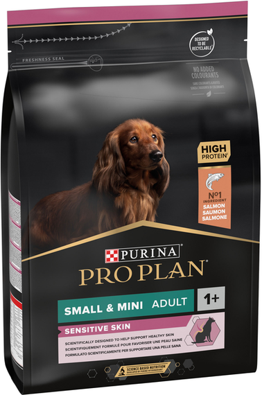 Сухий корм Purina PRO PLAN Small&MiniAdult для дорослих собак дрібних порід із чутливою шкірою, лосось 3кг | Зображення 1