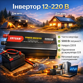 Інвертор для автомобільних акумуляторів 12 V 220 V MX-5000W Перетворювач напруги для квартири чистий синус