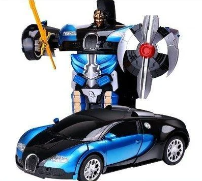 Машинка Трансформер Bugatti Size 18 см Robot Car синя з пультом | Зображення 2