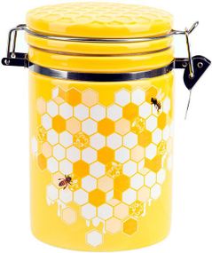 Банка керамічна "Sweet Honey" 650мл для сипучих продуктів з металевою затяжкою, жовтий
