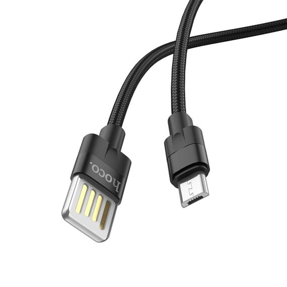 Кабель HOCO U55 USB to Micro 2.4A, 1.2m, nylon. zinc connectors, Black | Зображення 2