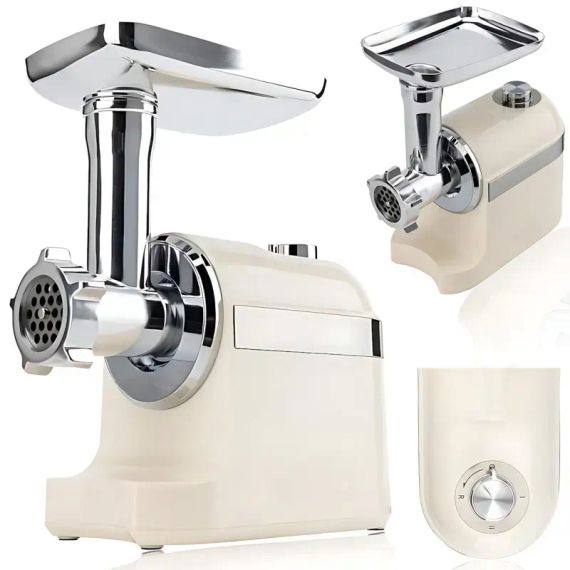 Біла М'ясорубка Rainberg RB-2270 3800Вт з реверсом та насадками для шатківниці та ковбас