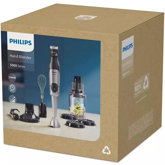 Блендер Philips заглибний Series 5000, 1200Вт, 4в1, чопер XL, спіралайзер, чорний (HR2684/00) | Зображення 8