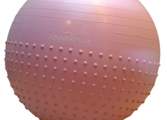 М'яч для фітнесу (фітбол) напівмасажний PowerPlay 4003 Ø65 cm Gymball Ліловий + помпа (PP_4003_65cm_Violet) | Зображення 2