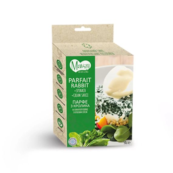 Ласощі для собак від 3-х місяців Mavsy freeze dried RABBIT PARFAIT ON A SPINACH PILLOW WITH CREAM парфе з кролика на шпинатній под