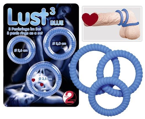 Набор эрекционных колец Lust цвет голубой Sex Aura