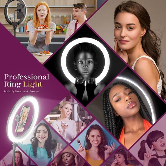Кільцева лампа UPhitnis 35 см зі штативом і тримачем для телефона, кільцева лампа для селфі зі штативом | Зображення 3