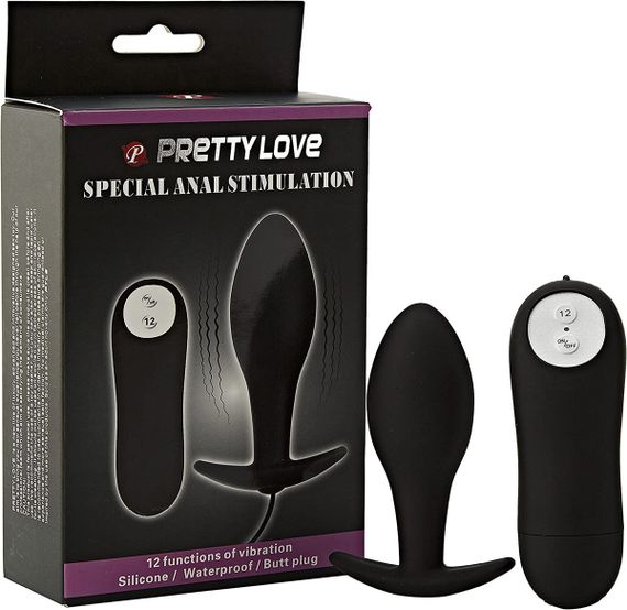 Силиконовая анальная пробка с вибрацией (12 режимов, ААА)