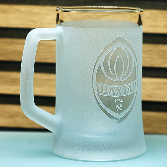 Пивной бокал 670 мл ФК Шахтер Донецк с гравировкой подарок для фаната ФК футбольная кружка | Зображення 1