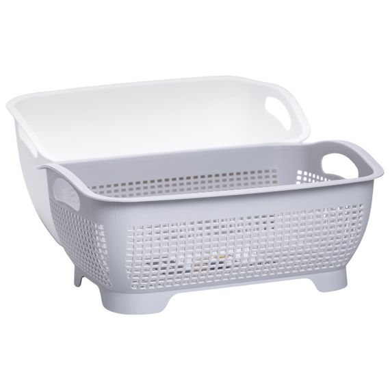 Кошик-друшлак 2 в 1 для миття овочів, фруктів і зелені 29,5×21×11 (см) Сірий HP-45-6G | Зображення 3