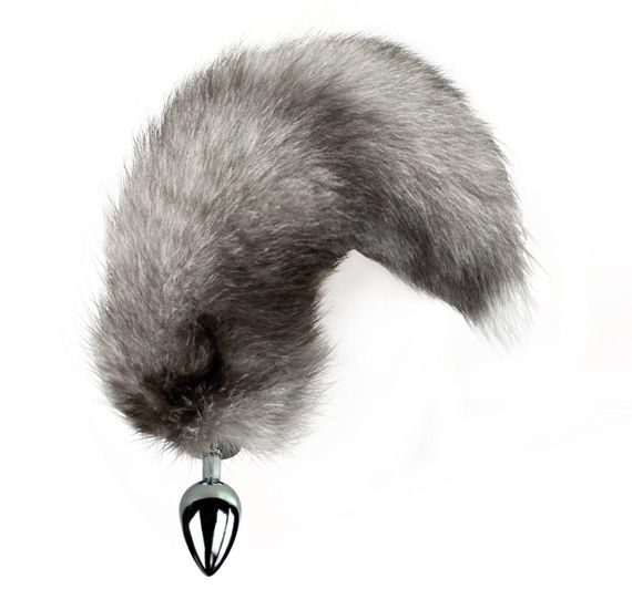 Металлическая анальная пробка с хвостом из натурального меха Art of Sex size M Artctic fox sexstyle