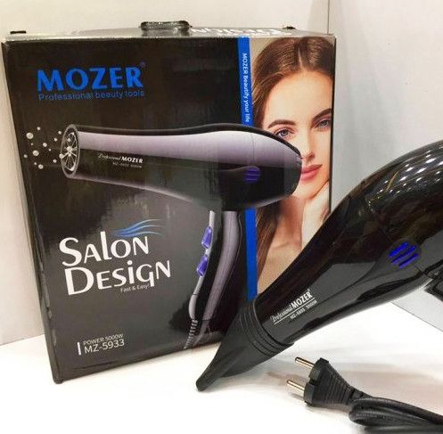 Фен Mozer MZ-5933 для сушіння укладання волосся електрофен Чорний | Зображення 2