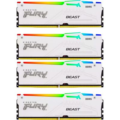 Модуль памяти для компьютера DDR5 128GB (4x32GB) 5600 MHz FURY Beast RGB White Kingston Fury (ex.HyperX)