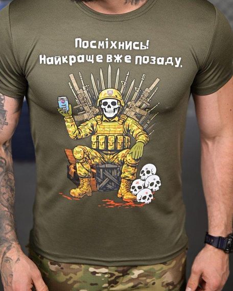Тактична потоотводяща футболка Посміхнись oliva ПП4682 | Зображення 3