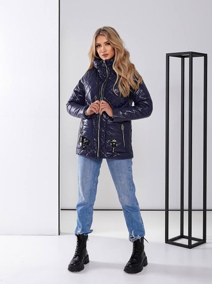 Жіноча стьобана куртка з блиском, арт.504, синій | Зображення 6