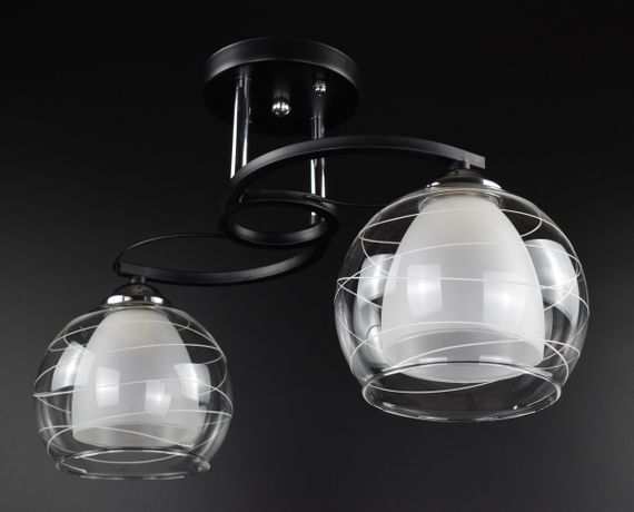 Люстра стельова на 2 лампочки 26938 Чорний 16х16х45 см.