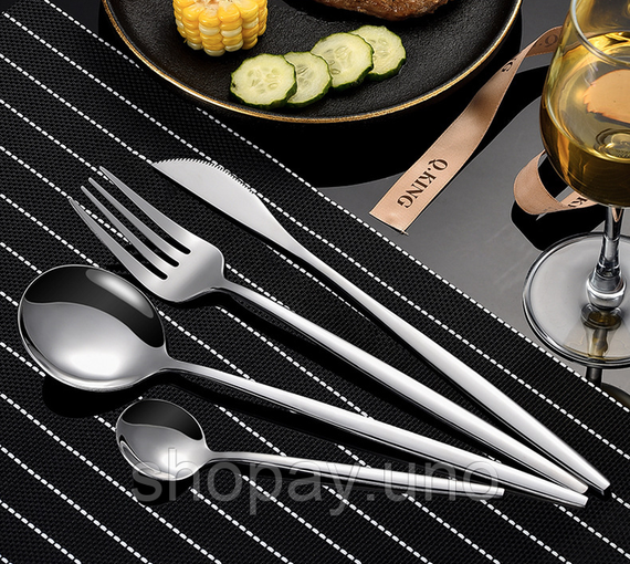 Набір столових приладів Kitchen Ware 24 шт. з нержавіючої сталі на 6 персон Silver | Зображення 2