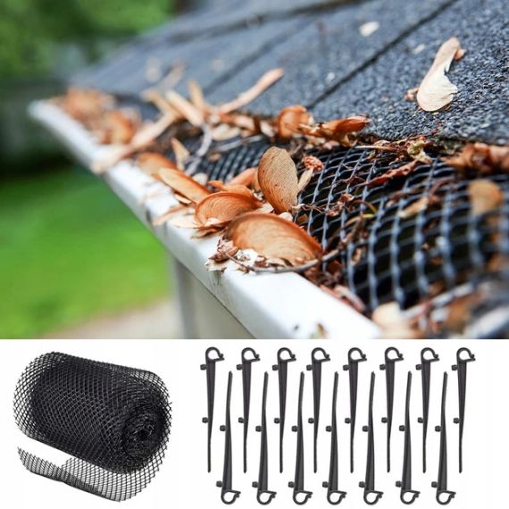 Сетка защитная для водостока от листьев 6 м х 18 см 15 крючков VOREL-69851 | Зображення 3