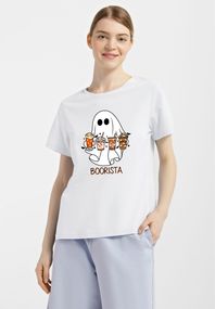 Футболка жіноча біла з принтом "Boorista", XL