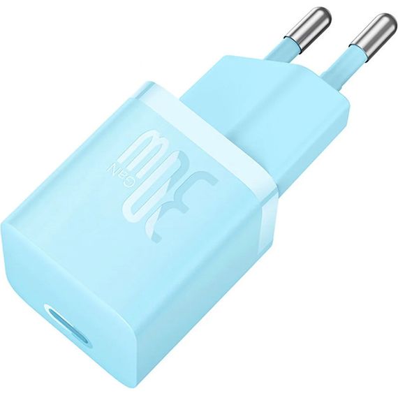 МЗП Baseus GaN5 Fast Charger (mini) 30W (1USB-C) + кабель Type-C to Type-C (P10110902) Galaxy Blue | Зображення 3