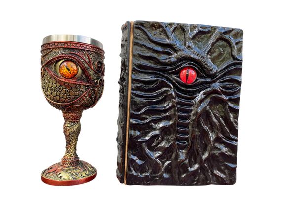 Подарунковий набір Келих 3D Око Orange і Блокнот 3D «Книга, що дивиться у відповідь»