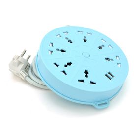Сетевой фильтр QiaoLian YT-20.7 Розеток + 2 USB,2м,сечение 3х0.75мм,Blue,Blister