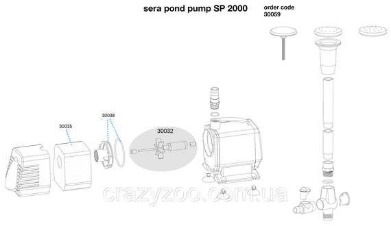 Насос для ставка та фонтану Sera Pond SP2000 230 Вт 3.6 метра 2.470 л/год 30059 | Зображення 1