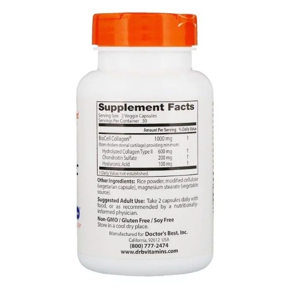 Комплекс для суглобів Doctor's Best Hyaluronic Acid With Chondroitin Sulfate 60 Veg Caps DRB-00146 | Зображення 2