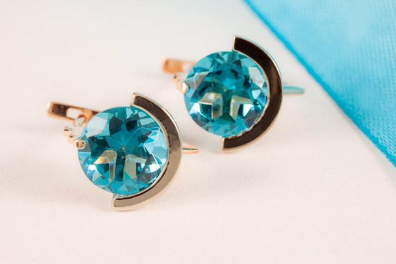 Сережки из красного и белого золота с топазами | Зображення 6