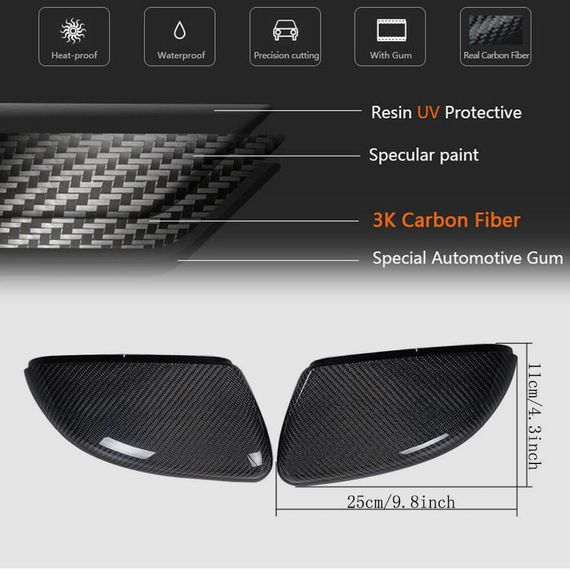 Накладки на Зеркала (для HB 2010-2013, Карбон) для Volkswagen Golf 6 | Зображення 5