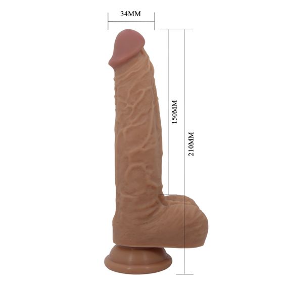 Вібратор на присосці PRETTY LOVE Jonathan 8,3'' Light Brown, 3 vibration functions Thrusting Wireles Sex Aura | Зображення 2