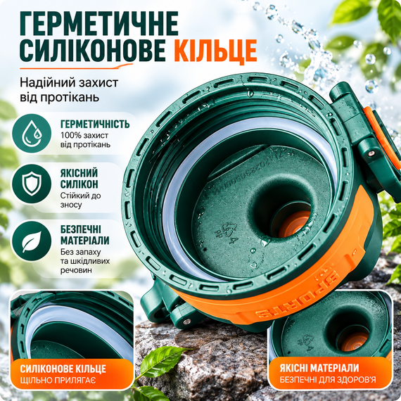 Спортивная бутылка KANGZYUAN 500 мл зеленая - Tritan BPA Free, ударопрочная бутылка для воды с трубочкой, ремешком | Зображення 4