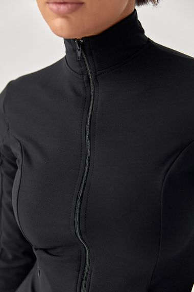 Спортивна еластична кофта на блискавці - чорний цвет, L (є розміри) | Зображення 3