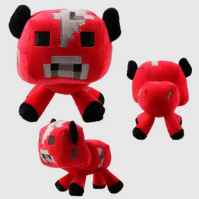 Плюшева іграшка Грибна Корова Майнкрафт 21 см, червона корова з білими плямами на спині