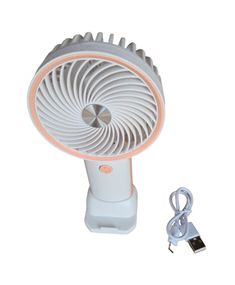 Вентилятор ручний Mini Fan HX09-1 акумуляторний з підставкою для телефону Білий з персиковим