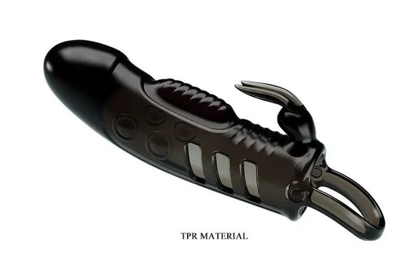 Насадка удлиняющая с вибростимуляцией ( на 2,5 см ) PRETTY LOVE - PENIS SLEEVE Sloane цвет черный sexstyle | Зображення 2