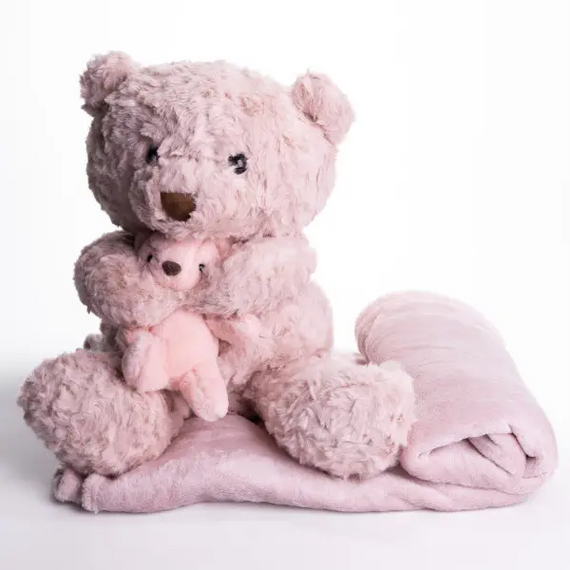 Игрушка-подушка Медведь с малышом и пледом 110х140 см розовый 509-33P | Зображення 2