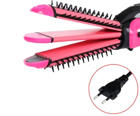 Плойка для волос 3в1 (гофре, плойка, утюжок) Domotec MS-4906 розовая 25W (MS-4906_469) | Зображення 5