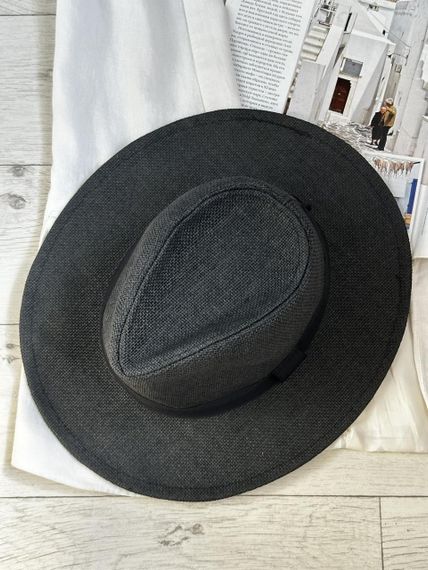 Солом'яний капелюх Федора Чорний One size 56-58р (845-0) | Зображення 1