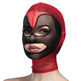 Маска серце сітка з відкритим ротом та очима Feral Feelings - Hearts Mask Red/Black Sex Aura