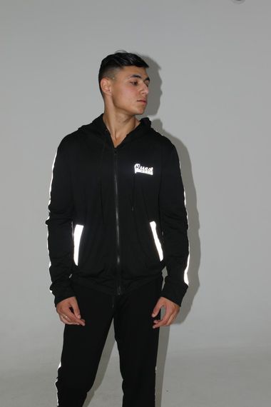Олімпійка на змійці чорна Quest Wear з рефлективними лампасами | Зображення 2