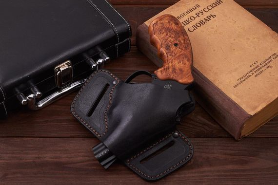 Кобура Револьвера 25 поясна не формована "метелик" шкіра чорна | Зображення 4