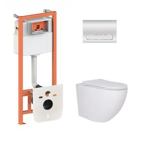 Готовое решение Qtap для ванной комнаты: подвесной унитаз Robin Ultra Quiet 520x365x365 + комплект инсталляции Nest 4 в 1