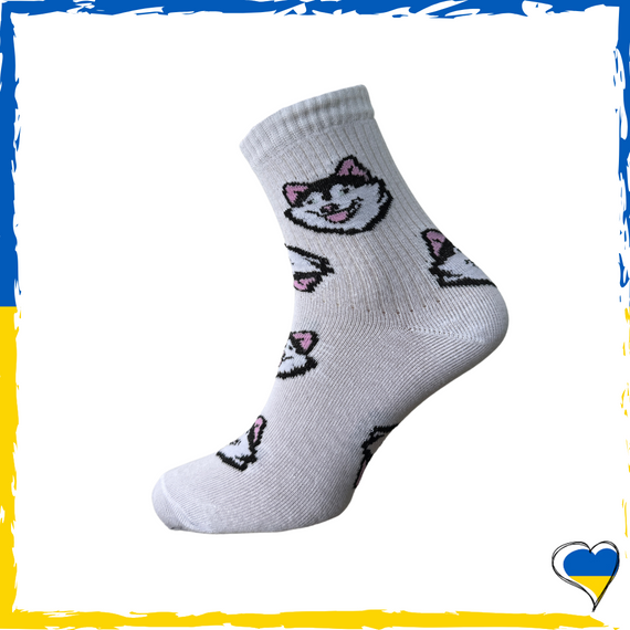 Шкарпетки жіночі принт Хаскі. Шкарпетки з приколами. Носки принт 36-40