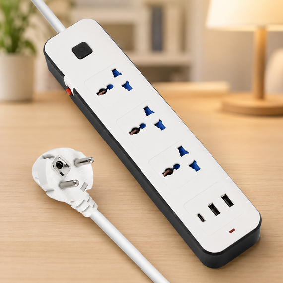 Подовжувач мережний розвиваючий AND WL-7 / Подовжувач з USB портами / Мережевий фільтр на 3 розетки, (2хUSB+Type-C), 2м | Зображення 2