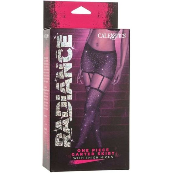 Пояс-спідниця із панчохами у сітку зі стразами Calexotics Garter Skirt Thigh Highs, чорний | Зображення 3